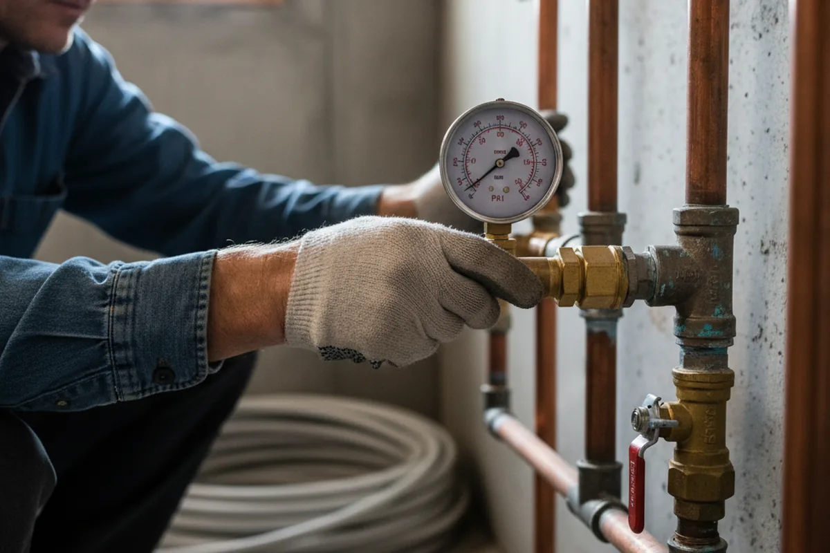 Pressure testing a repaired line during Water Line Repair in Warfield